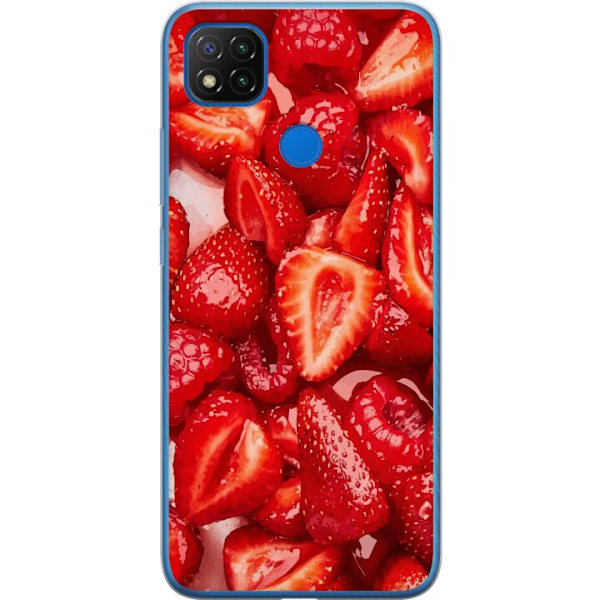 Xiaomi Redmi 9C Läpinäkyvä kuori Mansikkakuviointi - makea