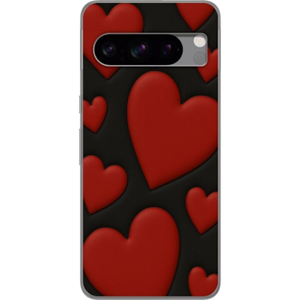 Google Pixel 8 Pro Läpinäkyvä kuori Punaiset Samettisydäme