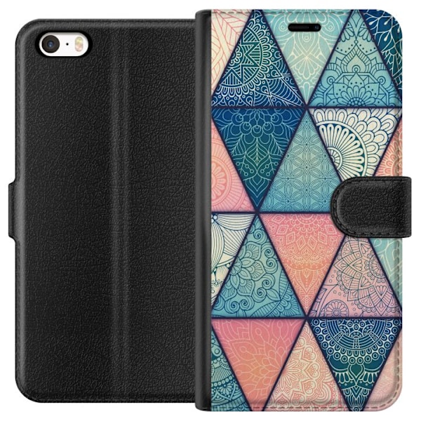 Apple iPhone 5 Lompakkokotelo Mandala Kolmiot
