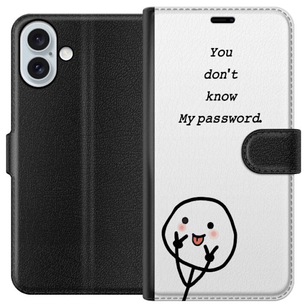 Apple iPhone 16 Plus Plånboksfodral You Don’t Know My Password – edgy textmotiv med attityd