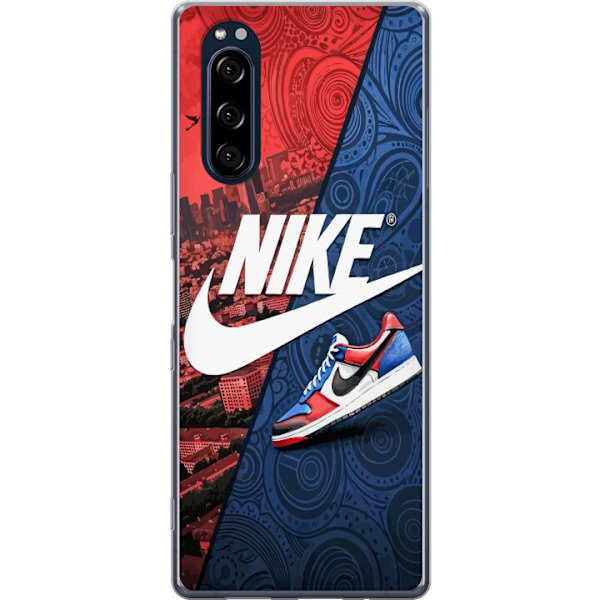 Sony Xperia 5 Läpinäkyvä kuori  Nike Logo Punainen Sininen Lenkkarit Tyyli Urheilu Muoti Suosittu Swoosh Kuviointi Harjoitusvaatteet Graafinen Ikon