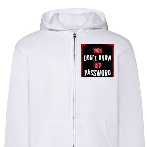 Zip-Hoodie | Huvtröja med Dragkedja för Vuxna Password vit L