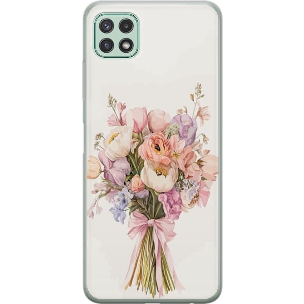 Samsung Galaxy A22 5G Genomskinligt Skal Mobilskal med färgglad blombukett i romantisk stil