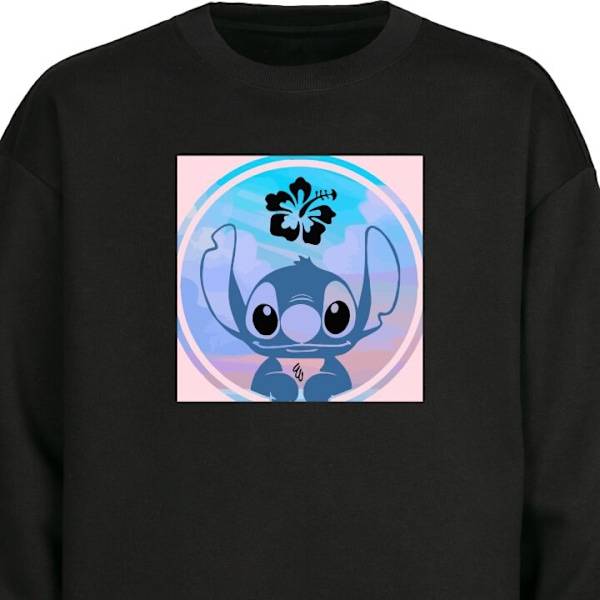 Sweatshirt for Voksen | Klassisk Collegegenser Stitch Ohana svart M