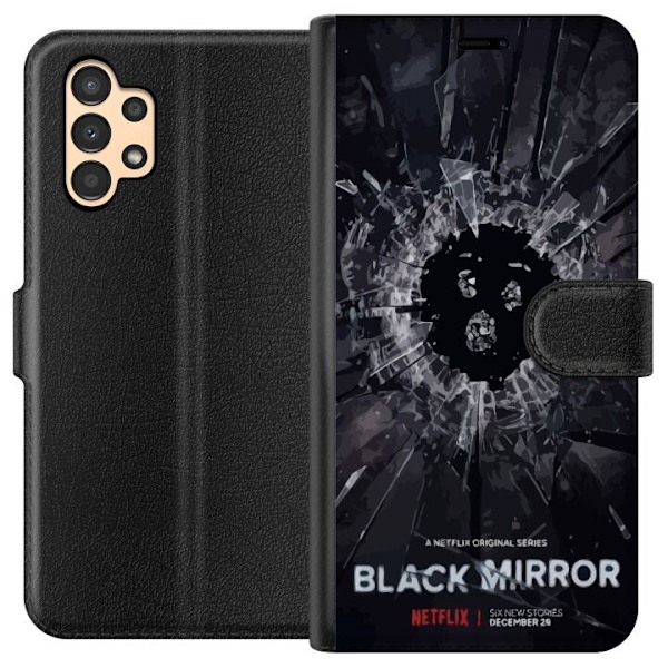 Samsung Galaxy A13 Plånboksfodral Black Mirror Sci-Fi Netflix Serie Dystopi Teknik Cyberpunk Mörkt TV Spelmotiv