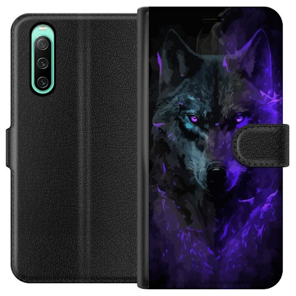 Sony Xperia 10 IV Tegnebogsetui Ulven Lilla