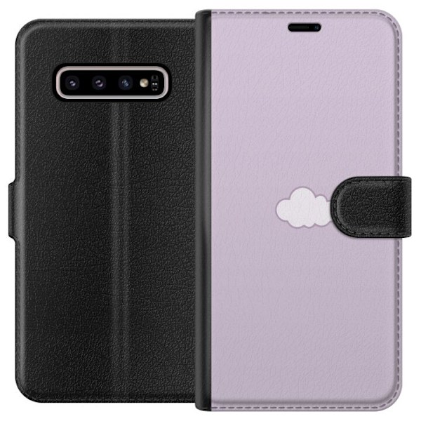 Samsung Galaxy S10+ Plånboksfodral Lila Moln – minimalistiskt moln på lila bakgrund