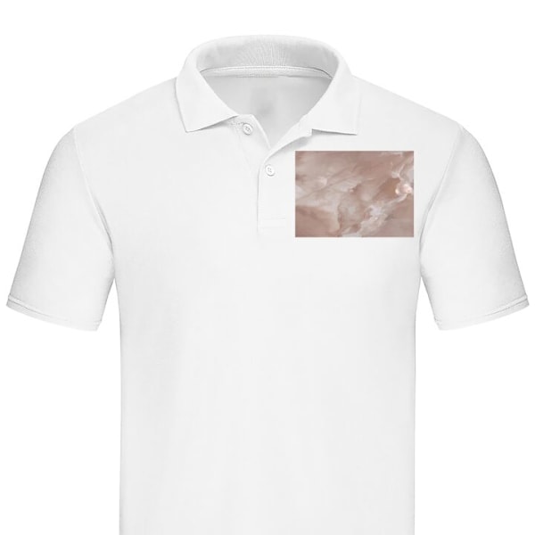 Poloshirt til Voksen | Elegant Poloshirt Rosa Marmor Hvid Stor