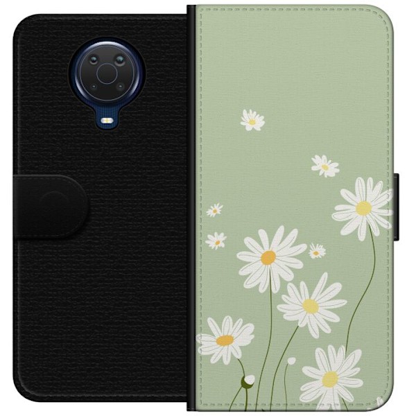 Nokia G20 Lompakkokotelo Papukaijanpaparit - kukallinen kuviointi ruotsalaiseen kesätyyliin