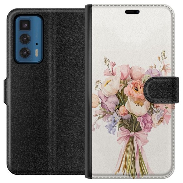 Motorola Edge 20 Pro Plånboksfodral Mobilskal med färgglad blombukett i romantisk stil