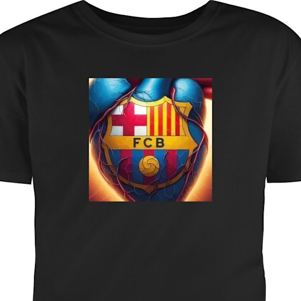 Børne T-shirt | Behagelig T-shirt til Børn FCB Hjerte sort 7-8 År