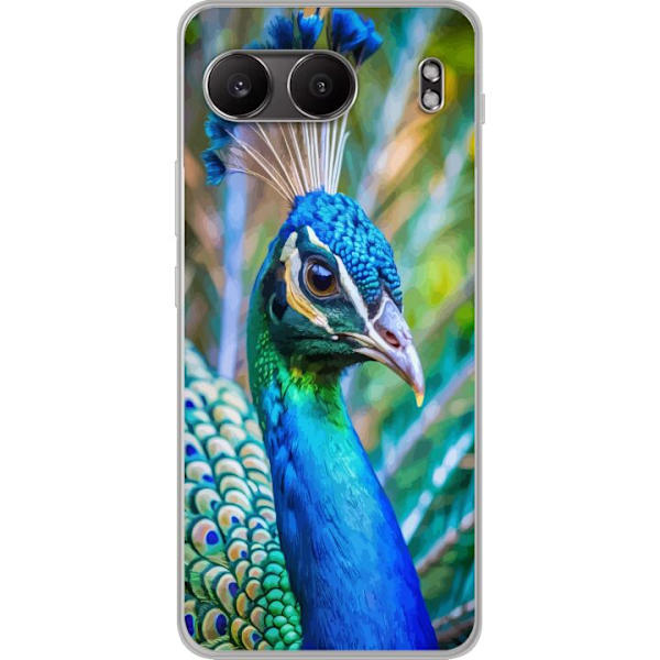 OnePlus Nord 4 Läpinäkyvä kuori Pavun Sulat Värikäs Design Lintuaihe Eksoottinen Graafinen Suunnittelu Luonto Ylellinen Koristelu