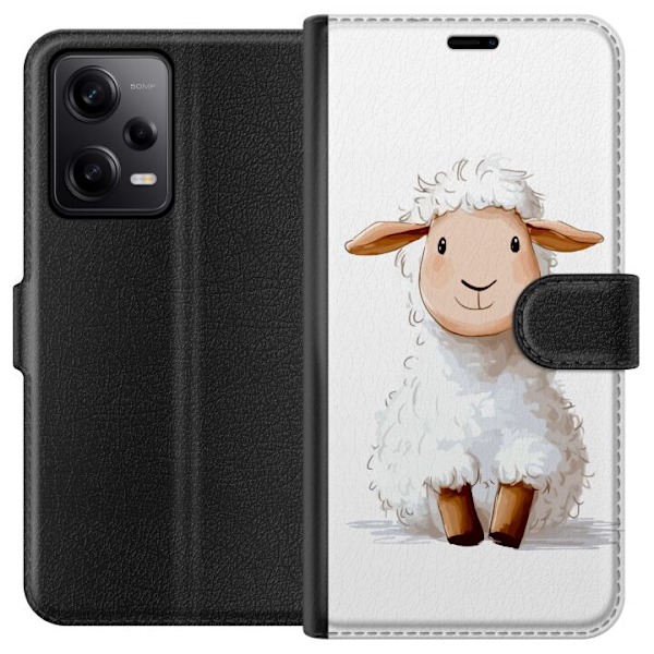 Xiaomi Redmi Note 12 Pro Lompakkokotelo Suloinen Lammas - lasten ja vauvan tuotteita sarjakuvatyyliin