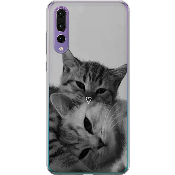 Huawei P20 Pro Genomskinligt Skal Katt Hjärta