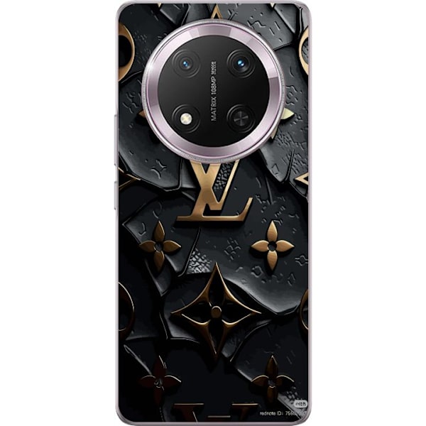 Honor Magic7 Lite Gennemsigtig cover Louis Vuitton Mørk Tilstand Design Sort Luksus Stil Mode Populær Grafisk Mønster Modeikon Luksusmærke