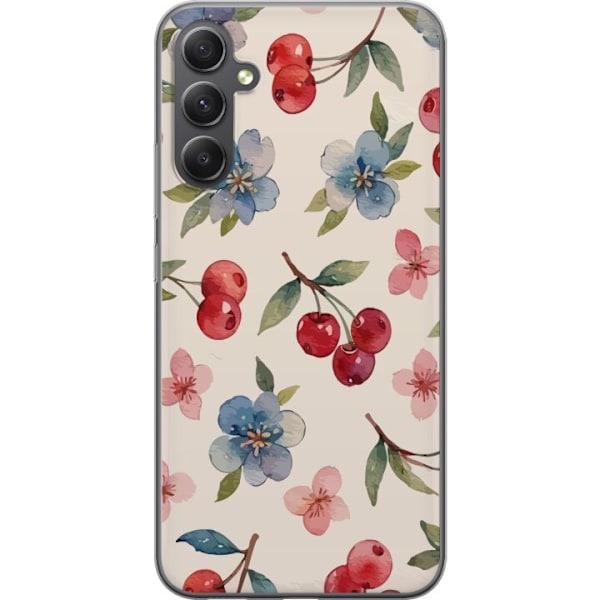 Samsung Galaxy A05s Genomskinligt Skal Bär & Blommor – mönster med blå blommor och skogsbär