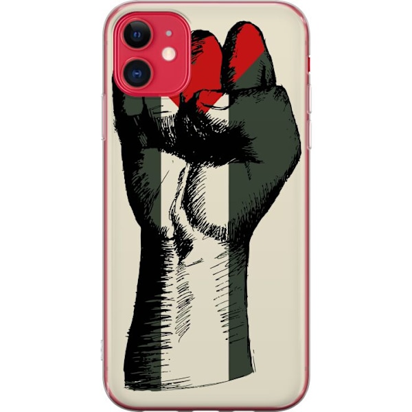 Apple iPhone 11 Genomskinligt Skal Hand knuten i Palestinas färger – kraftfull symbol för frihetsrörelsen