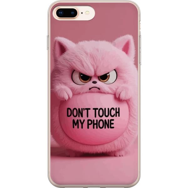 Kompatibel Mobilcover til Apple iPhone 7 Plus Vred lyserød kat med tekst - kattemotiv i lyserøde nuancer pink