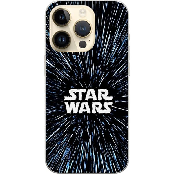 Kompatibel Mobilcover til Apple iPhone 15 Pro Star Wars-logo med hyperspace-stjerner i ikonisk sci-fi-design sort