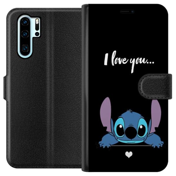 Kompatibel Tegnebogsetui til Huawei P30 Pro Stitch Jeg Elsker Dig