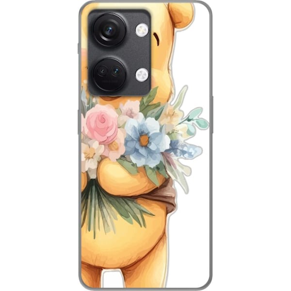 OnePlus Nord 3 Genomskinligt Skal Nalle Puh med blommor – klassisk barnfavorit i blommande vårmiljö