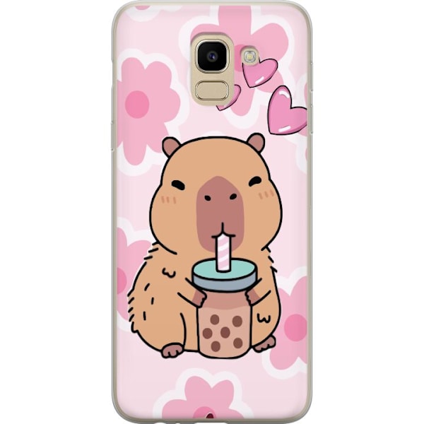 Samsung Galaxy J6 Läpinäkyvä kuori Kawaii Capybara Sydän A