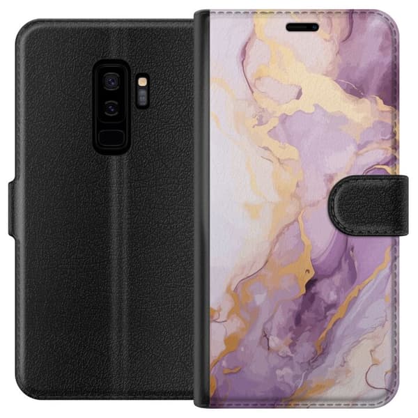 Kompatibelt Lommeboketui til Samsung Galaxy S9+ Marmor Lilla Gull