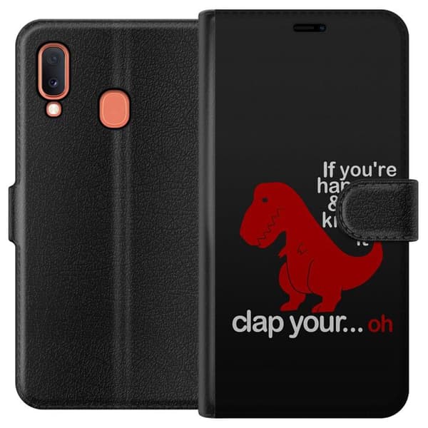 Kompatibelt Plånboksfodral till Samsung Galaxy A20e Dinosaurie