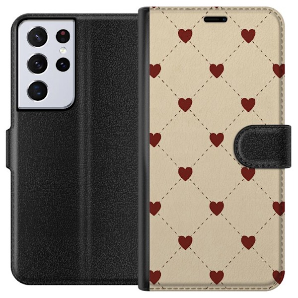 Samsung Galaxy S21 Ultra 5G Plånboksfodral Heart Grid