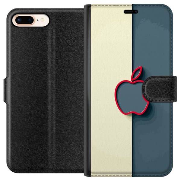 Kompatibel Tegnebogsetui til Apple iPhone 8 Plus Moderne minimalistisk symbol mod en ren baggrund i bløde kontrasterende farver grå