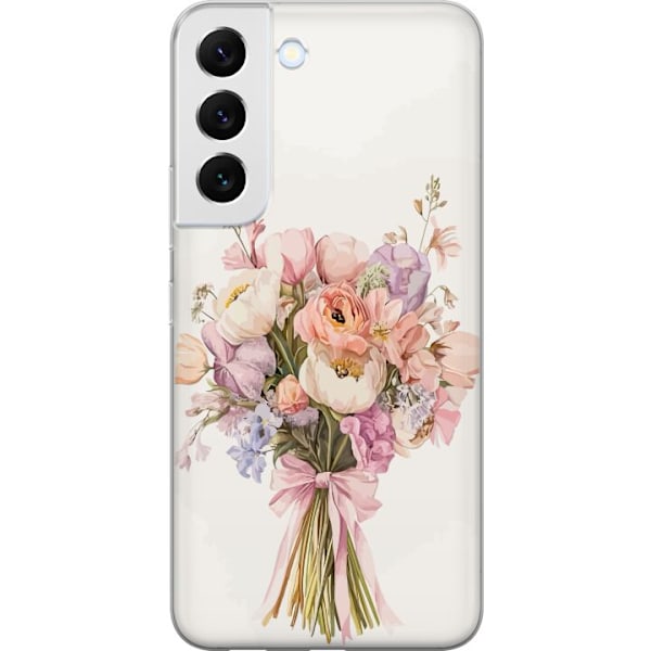 Samsung Galaxy S22+ 5G Gennemsigtig cover Mobilcover med farverig blomsterbuket i romantisk stil