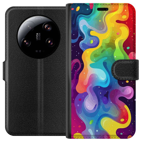 Xiaomi 13 Ultra Plånboksfodral Color Splash Abstrakt Konst Design Färgstarkt Mönster Modern Populär Väggkonst Grafiskt Trend