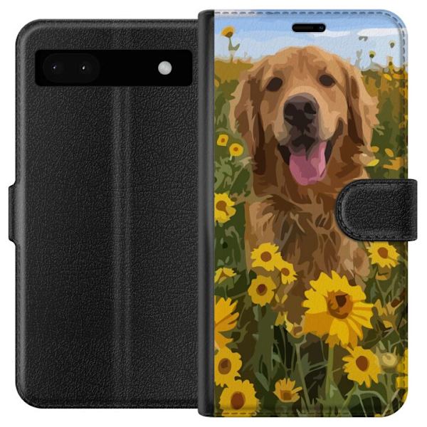 Google Pixel 6a Tegnebogsetui Golden Retriever Solrosmark Hundemotiv Natur Sommer Design Populær Hunderace Familiefavorit