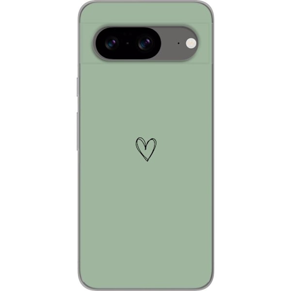 Google Pixel 8 Gennemsigtig cover Hjerte Grøn