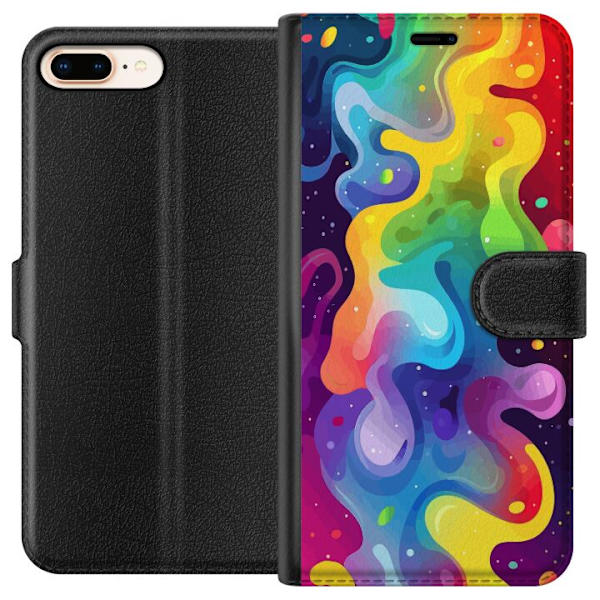 Apple iPhone 8 Plus Plånboksfodral Color Splash Abstrakt Konst Design Färgstarkt Mönster Modern Populär Väggkonst Grafiskt Trend