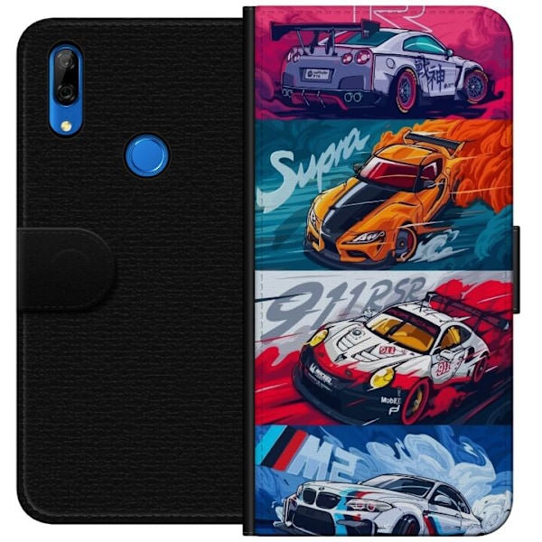 Huawei P Smart Z Lompakkokotelo Nopeat Autot - Piirretty Kuvio Toiminnalla