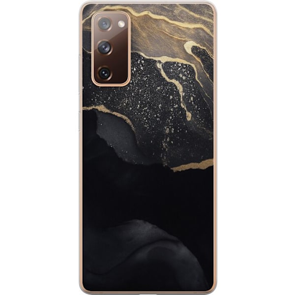 Samsung Galaxy S20 FE Läpinäkyvä kuori Musta kulta abstrakti