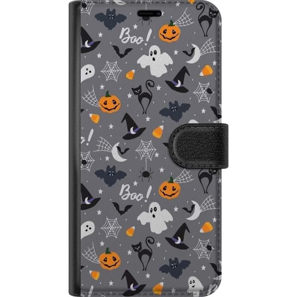 Kompatibel Tegnebogsetui til Nothing Phone (2) Halloweenmønster med spøgelser, sorte katte, græskar, flagermus og edderkoppespind grå