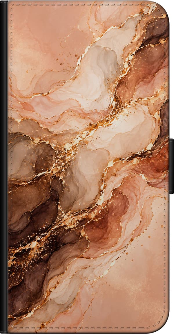 Kompatibelt Plånboksfodral till Xiaomi Redmi Note 9 Pro Kopparmarmor orange