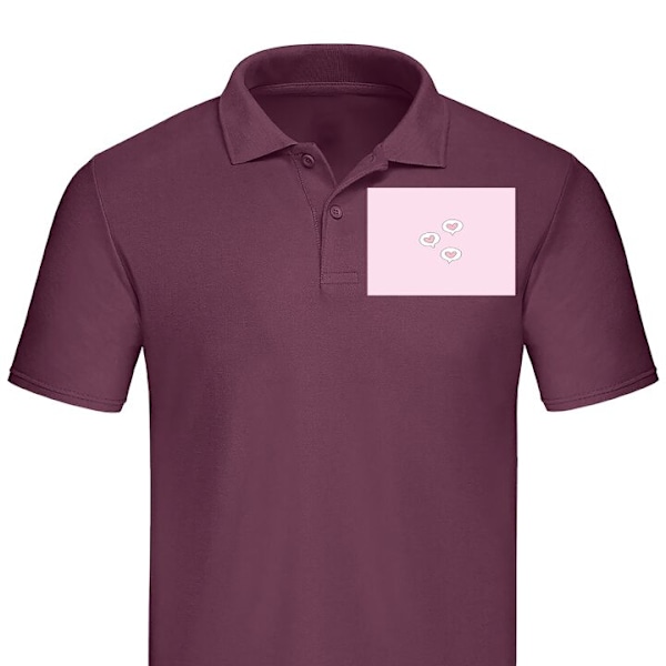 Poloshirt til Voksen | Elegant Poloshirt Hjerter i bobler Bordeaux Lille