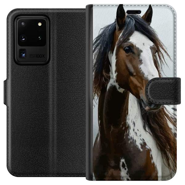 Samsung Galaxy S20 Ultra Lompakkokotelo Hevonen Eläimet Aihe Graafinen Suunnittelu Luonto Vahva Aihe Suosittu Taide Eläinten Teema Ratsastus