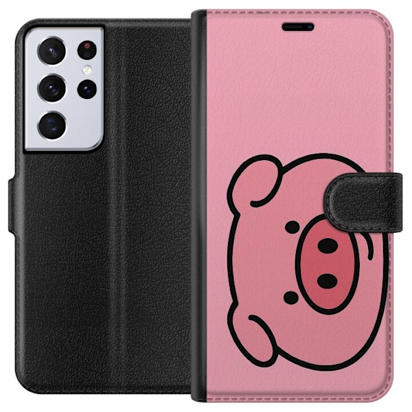 Samsung Galaxy S21 Ultra 5G Lompakkokotelo Kawaii Piggy