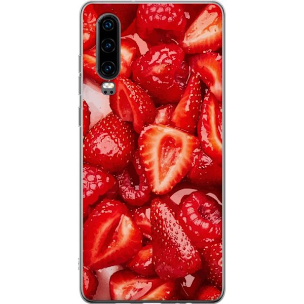 Huawei P30 Gennemsigtig cover Jordbærmønster - sødt motiv m