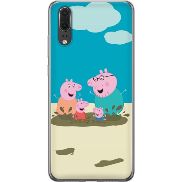 Huawei P20 Genomskinligt Skal Greta Gris Familjen George Lerpöl Barnmotiv Serie Populär Barnkaraktär Glädje