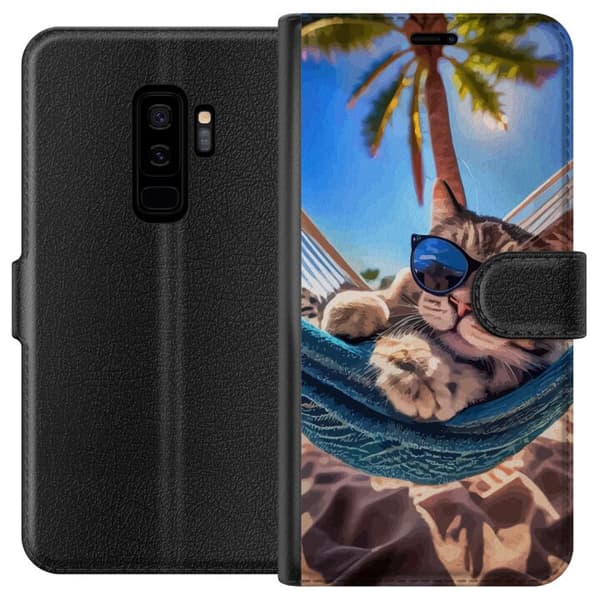 Kompatibel Tegnebogsetui til Samsung Galaxy S9+ Kat på stranden