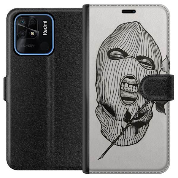 Xiaomi Redmi 10C Plånboksfodral Ski Mask Ros Streetwear Design Grafiskt Motiv Spänning Urban Stil Street Art Maskerad Symbol