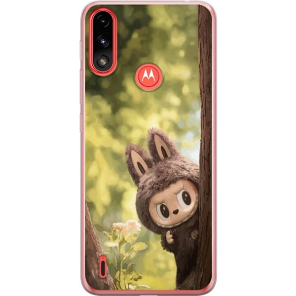 Motorola Moto E7 Power Gennemsigtig cover Labubu Graffiti Vibes – Gadekunst i monsterform