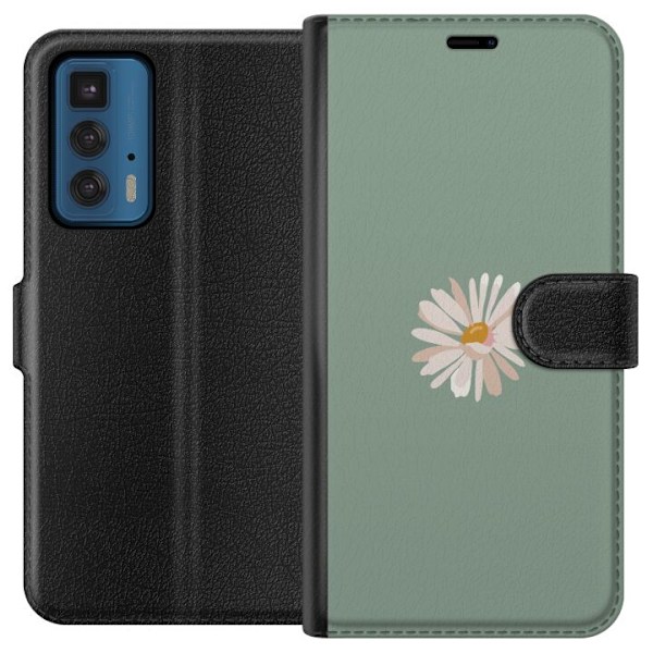 Motorola Edge 20 Pro Tegnebogsetui Grøn Minimalblomst - stilf