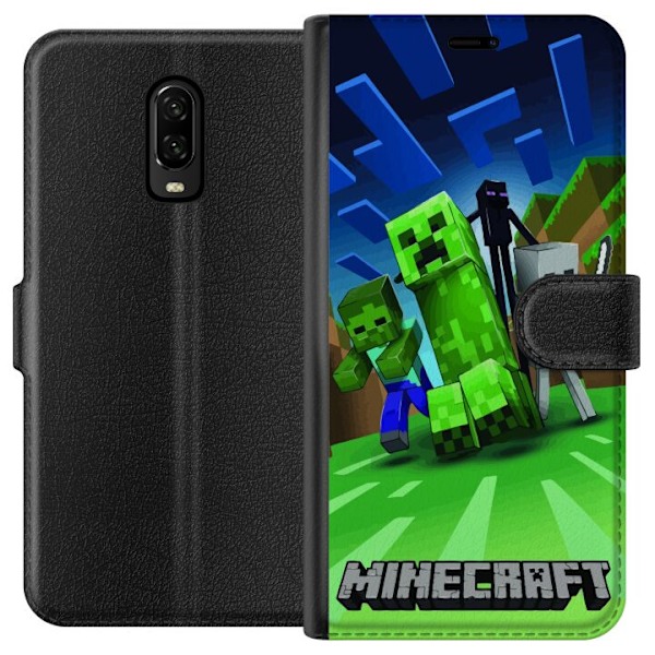OnePlus 6T Plånboksfodral Minecraft Creeper mobilskal i klassisk grön pixelstil