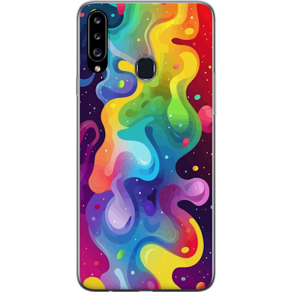 Samsung Galaxy A20s Genomskinligt Skal Color Splash Abstrakt Konst Design Färgstarkt Mönster Modern Populär Väggkonst Grafiskt Trend
